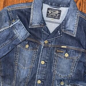 Diesel Denim Trucker Jacket Men's XL Dark Blue Wash Gold Buttons D-Ranger